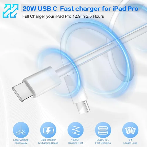 Vista 6 de Cargador para iPhone 17, 16, 15 Pro, carga rápida, bloque de cargador de teléfono USB C de 20 W, paquete de 2 cargadores rápidos de Apple iPhone