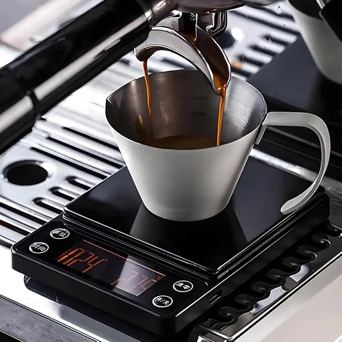 Vista 2 de Báscula de café espresso con temporizador de precisión de 6.6 lbs/0.004 oz, báscula digital de café para verter sobre café, portátil, recargable