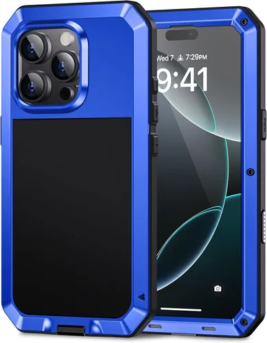 Vista 28 de Lanhiem Funda para iPhone 7 Plus/8 Plus, resistente a los golpes, [Tough Armour], funda de metal con protector de pantalla integrado, funda Negro