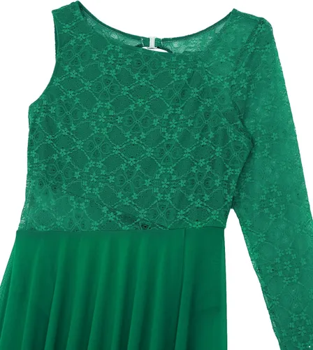 Vista 6 de renvena Disfraz de ballet para mujer y niña, de manga larga, asimétrico, vestido de leotardo