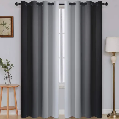 Vista 53 de SimpleHome Cortinas degradadas degradadas para oscurecer la habitación de 36 pulgadas de largo para dormitorio, con ojales y bloqueo de luz Negro