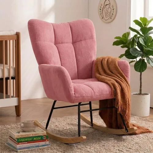 Vista 9 de Silla Mecedora para Guardería, Mecedoras para Guardería, Silla Mecedora para Bebé, Mecedora Deslizante, Diseño de Seguridad Anti-Volcado, Capacidad