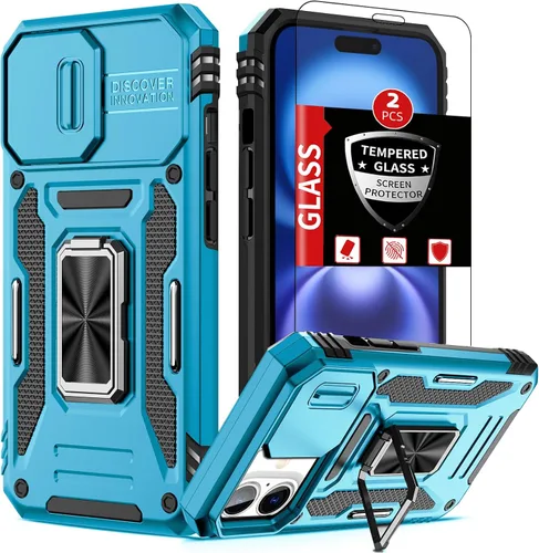 Vista 42 de Funda para iPhone 12 Pro Max con 2 protectores de pantalla, cubierta deslizante integrada para cámara para 12Pro Max, funda para teléfono