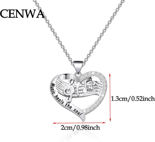 Vista 2 de CENWA Collar para amantes de la música, joyería temática de músico, collar de música cura el alma, regalo de música para artistas y músicos