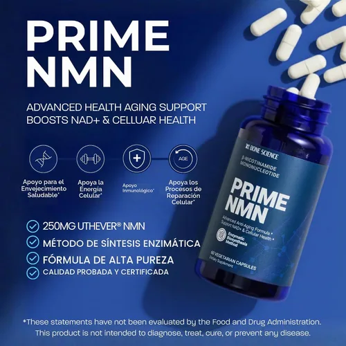 Vista 5 de BONE SCIENCE Uthever NMN 6 en 1 con pterostilbeno, 60 cápsulas vegetarianas El resveratrol, el glutatión y el complemento BioPerine estabilizaron