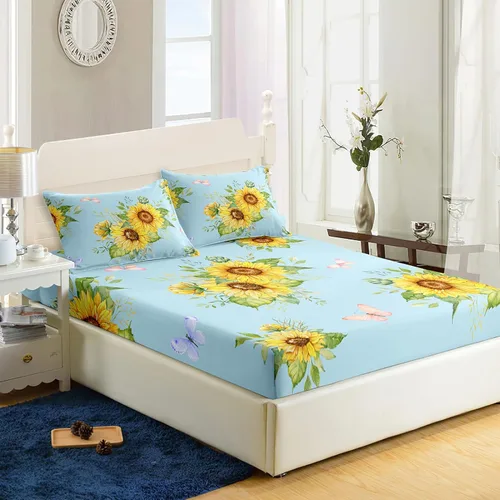 Vista 12 de Nttopship Sábanas y fundas de almohada florales bohemias, sábana bajera ajustable de microfibra suave, bolsillos profundos, decoración