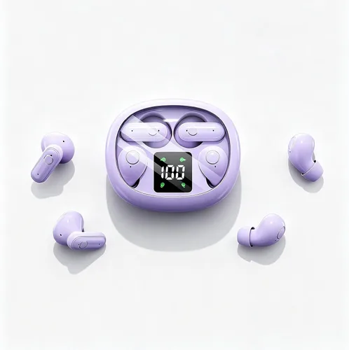 Vista 9 de Auriculares inalámbricos, funda 2 en 1 (audífonos mini para dormir y auriculares semiintrauditivos), auriculares Bluetooth con pantalla de Negro