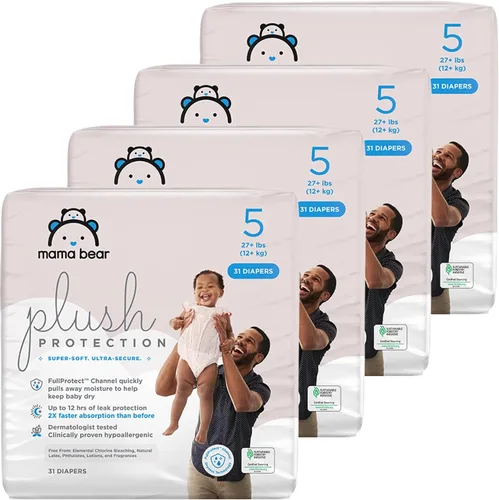 Vista 10 de Marca Amazon – Mama Bear - Pañales de protección de felpa, talla 1, suministro para un mes, pañales desechables para bebé, hipoalergénicos de alta