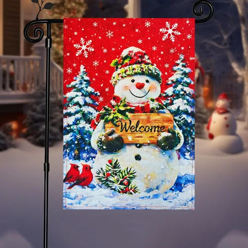 Vista 14 de Bandera de jardín de Navidad iluminada de 12 x 18 pulgadas, 8 modos de doble cara, decoración solar de Navidad LED para exteriores, decoraciones