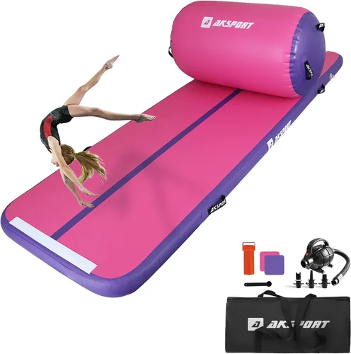 Vista 8 de AKSPORT Air Roller - Barril de aire para flexiones de espalda y resortes de mano, entrenamiento con bomba de aire eléctrica para uso Azul