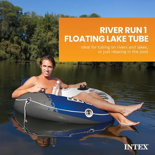 Vista 2 de INTEX 58825EP River Run 1 Salón flotante inflable: respaldo cómodo - portavasos integrados - Asas de agarre duraderas - Cuerda de agarre completa