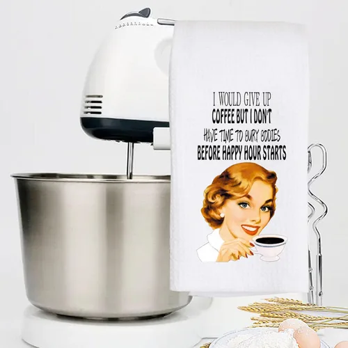 Vista 4 de LEVLO Toalla de cocina retro para amas de casa, estilo vintage de los años 50, regalo para amas de casa retro de los años 50, tejido de gofre