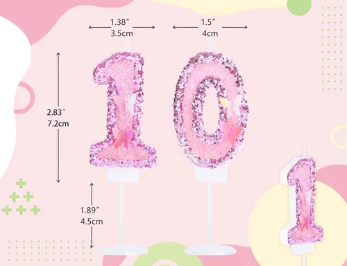 Vista 5 de Decoración de vela 3D con diseño de mariposa rosa número 10