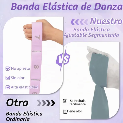 Vista 4 de Correa elástica con 11 bucles, correas elásticas para terapia física, yoga, pilates, ballet, correa elástica versátil para flexibilidad, ejercicios
