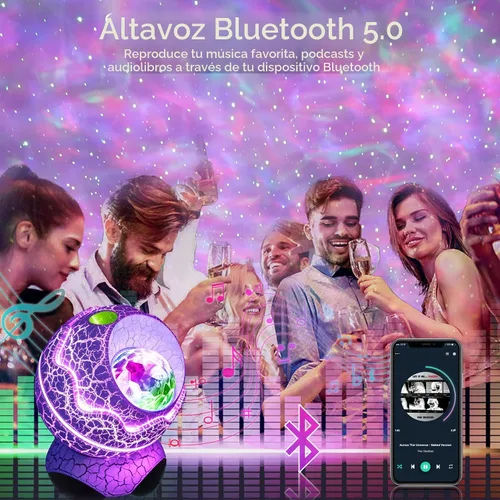 Vista 3 de Rossetta Proyector de estrellas, proyector de galaxia para dormitorio, luz nocturna LED Aurora con altavoz Bluetooth, ruido blanco, temporizador
