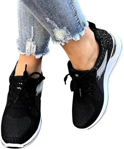Vista 2 de MLAGJSS Zapatos de senderismo para mujer, zapatos de cuña para mujer, zapatos de lentejuelas para mujer, zapatos deportivos de moda para niñas