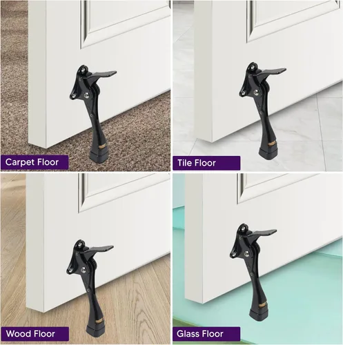 Vista 3 de HOME&I Tope de puerta de 4 pulgadas, tope de puerta de pedal manos libres con pie de goma ajustable, soporte de puerta resistente para el hogar