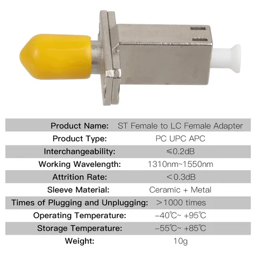Vista 4 de Moocci 4 unids LC hembra a ST hembra Simplex fibra óptica acoplador adaptador de fibra óptica monomodo