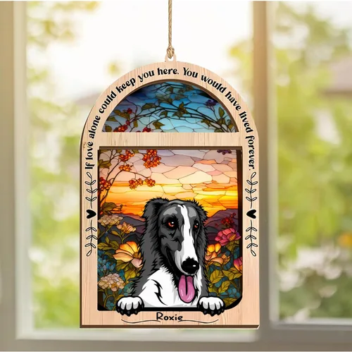 Vista 237 de LOVELYPOD Adorno de Navidad personalizado de sabueso afgano, atrapasoles con nombre, regalos de pérdida de mascotas, regalos para amantes