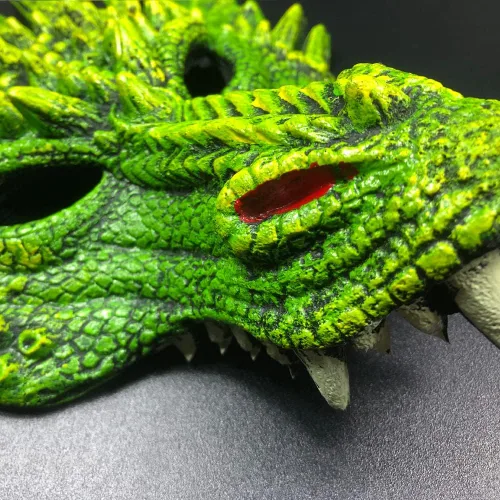 Vista 2 de Alodidae Máscara de dragón 3D, disfraz de fiesta de Halloween, cosplay para adultos y hombres, máscaras de media cara de animales aterradores