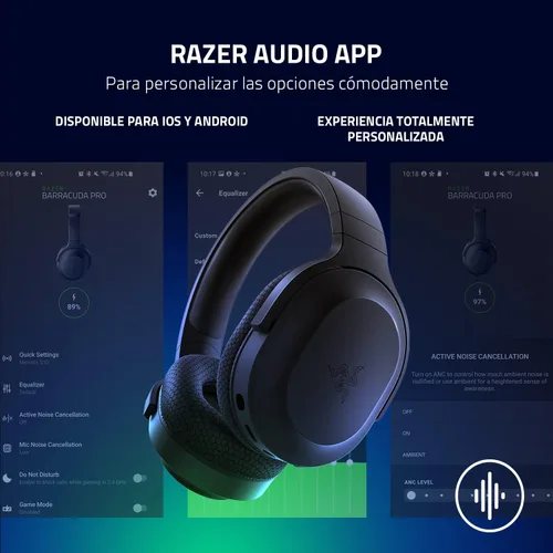 Vista 6 de Razer Barracuda X Auriculares inalámbricos para juegos y móviles (PC, PlayStation, Switch 2, Android, iOS): 2.4 GHz inalámbrico + Bluetooth - Ligero