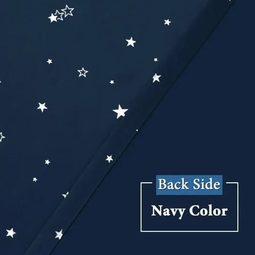 Vista 5 de H.VERSAILTEX Cortinas opacas con estrellas para habitación de niños y niñas, con bloqueo de luz completa, bonitas cortinas gruesas y suaves
