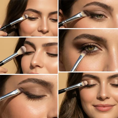 Vista 6 de 7 pieza Eye Juego de brochas, Negro/Plateado Fluffy, Smudging, Shading, Defining, Powder Cream Liquid Cosmetics, Eyeliner, Crease, Eyebrow