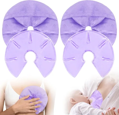 Vista 10 de Paquetes de terapia de senos, paquete de 2 paquetes reutilizables de gel frío caliente para aliviar el dolor de pezones, mastitis, congestión, apoyo