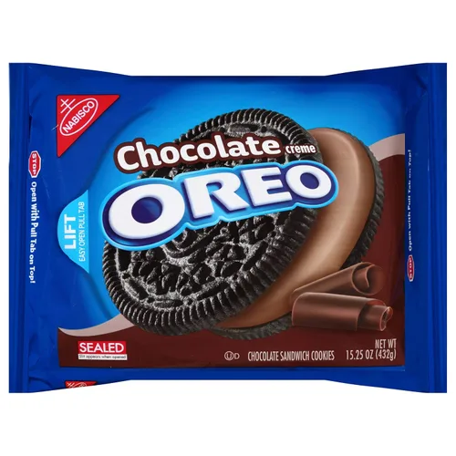 Vista 2 de OREO Galletas sándwich de chocolate con crema de chocolate, paquetes de 12 - 15.25 onzas