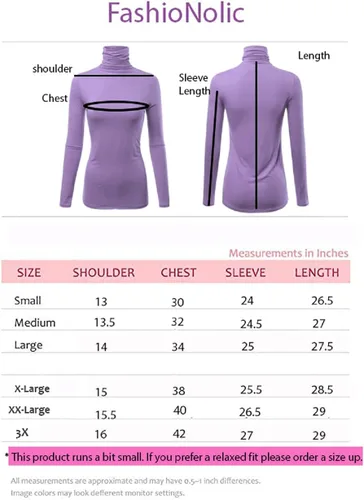 Vista 5 de Fashionolic - Suéter para mujer, de manga larga y cuello alto, ligero, sin botones (talla de la S a la 3X, fabricado en Estados Unidos)
