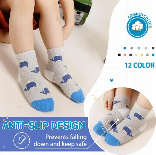 Vista 2 de DoSmart 12 pares de calcetines de algodón transpirable con dibujos animados para bebés y niños pequeños