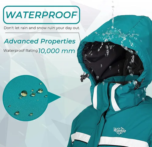 Vista 4 de Wantdo Chaqueta de esquí impermeable para mujer, abrigo de nieve cálido de invierno, chaquetas de snowboard aisladas