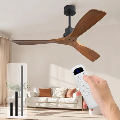 Vista 21 de Sofucor Ventilador de techo de 52 pulgadas con control remoto de luces, 3 postes para ventilador de techo interior y exterior con control remoto