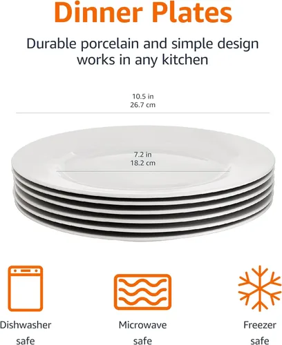 Vista 2 de AmazonBasics – Juego de 6 platos planos