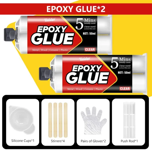 Vista 2 de Pegamento Epoxy de 5 Minutos, Adhesivo Epoxy de Curación Rápida de 3.4oz para Metal, Plástico, Vidrio, Madera, Cerámica y Más, Pegamento