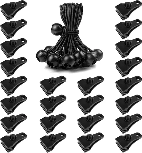 Vista 8 de 24 clips de lona y cuerdas elásticas para bolas, abrazaderas de lona, agarre de bloqueo resistente, clips de sujeción para toldo de piscina