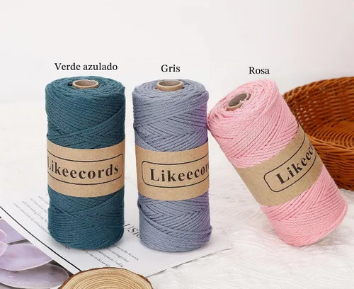 Vista 5 de Likeecords 100% Hilo de Ganchillo de Algodón Cordón de Bolsa de 2mm 170m Cordón de Macramé de 2mm Hilo de Crochet Cuerda de Macramé Regalo