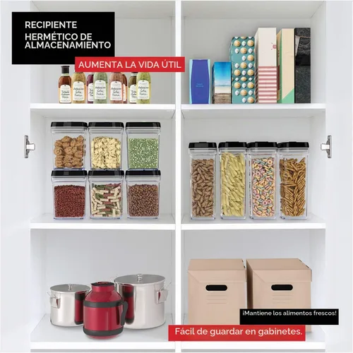 Vista 2 de DWËLLZA KITCHEN Contenedores herméticos para almacenamiento de alimentos con tapas, juego de 6 recipientes herméticos de almacenamiento de cocina 01