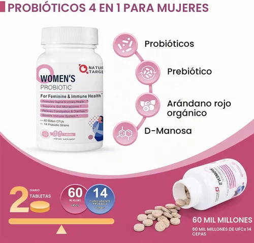 Vista 3 de NATURE TARGET Probióticos para mujeres, probióticos para hombres, probióticos para digestivos,Vaginal,Salud de la próstata