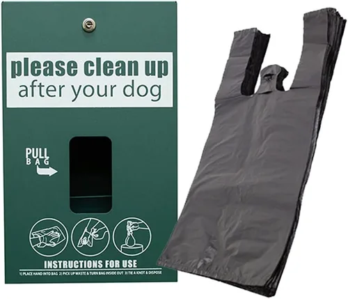Vista 2 de Estación de basura estándar de perfil bajo para perros / Sistema de bolsas colgantes EZ_Tie (verde mate)