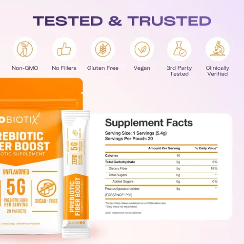 Vista 6 de Suplemento de fibra prebiótica: Ayuda a la salud intestinal y la regularidad digestiva, Suplemento de fibra en polvo soluble para mujeres y hombres
