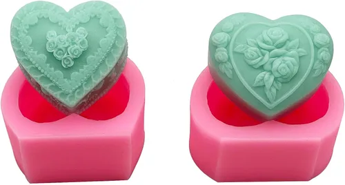 Vista 9 de Monqui - Juego de 2 moldes de silicona para velas de regalo de boda y San Valentín, moldes de chocolate, moldes de jabón, moldes para manualidades