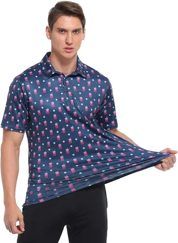 Vista 5 de LRD Camisas de golf para hombre UPF 50 de manga corta que absorbe la humedad