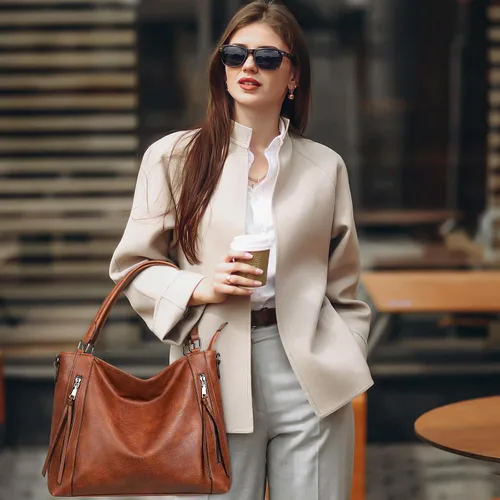 Vista 7 de UBORSE Bolsas de mano para mujer, bolsos y bolsos de mano con asa superior, bolso de hombro suave, bolso de mano para mujer, de cuero vegano, juego