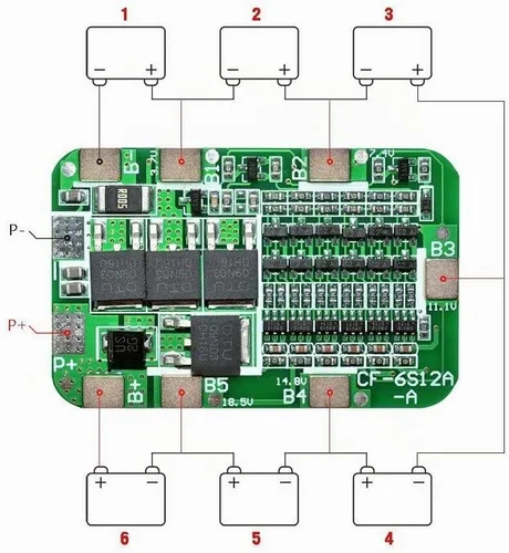 Vista 7 de ACEIRMC Placa de protección de batería 6S 15A 24V para batería de litio de iones de litio 18650 BMS Paquetes placa de protección PCB Circuitos