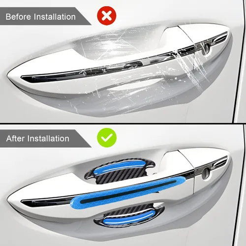Vista 3 de 8 protectores 3D para manija de puerta de automóvil, calcomanías reflectantes a rayas antiarañazos, protector universal adecuado para automóviles