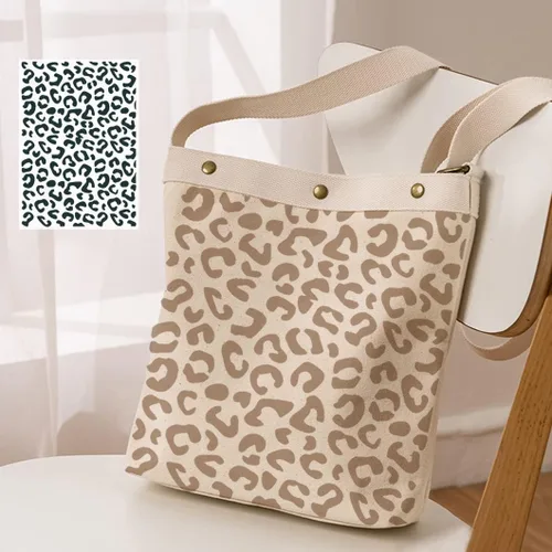 Vista 4 de Rolin Roly 12 plantillas de pintura de leopardo, plantillas de impresión de piel de animal, plantillas de pintura a rayas reutilizables para dibujar