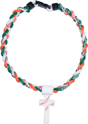 Vista 15 de Collar de cuerda de béisbol con cruz de silicona