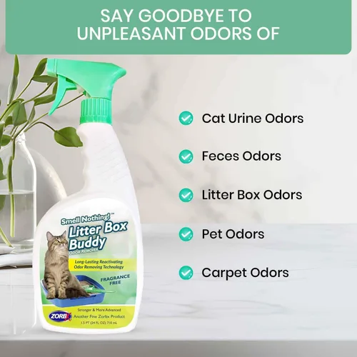 Vista 5 de ZORBX Desodorizador de arena para gatos sin perfume – Desodorizador de caja de arena para gatos de acción rápida y eficaz para un fuerte olor a