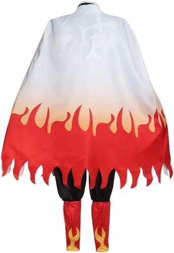 Vista 4 de Rengoku - Disfraz de cosplay de Rengoku conjunto completo de kimono con peluca